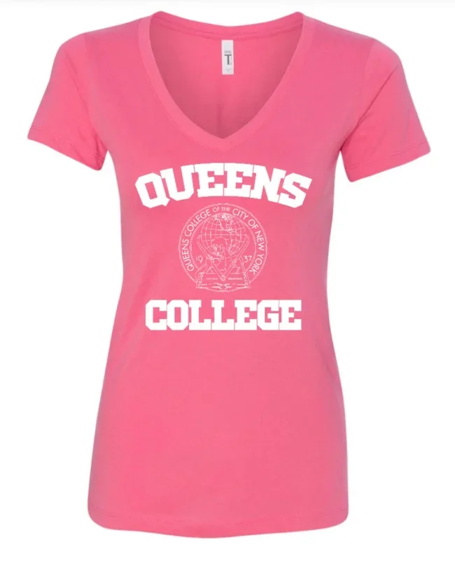 Hot Pink V-neck Ladies T-shirts