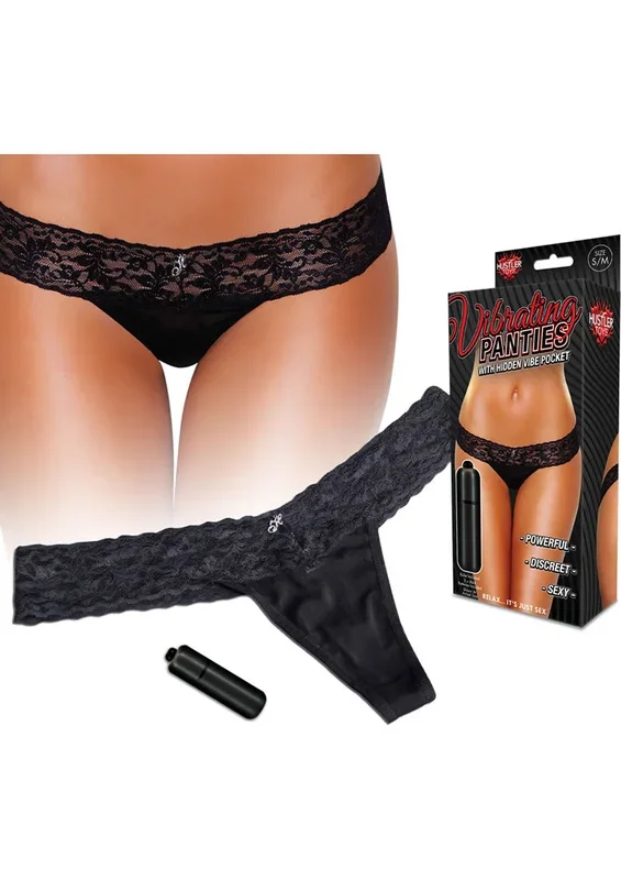 Hustler Toys Vibrating Panties Panty Vibe Lace Thong with Hidden Vibe Pocket