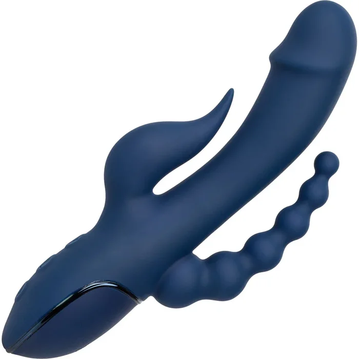 III Triple Orgasm Silicone Rechargeable Triple Stimulation Vibrator By CalExotics – Navy