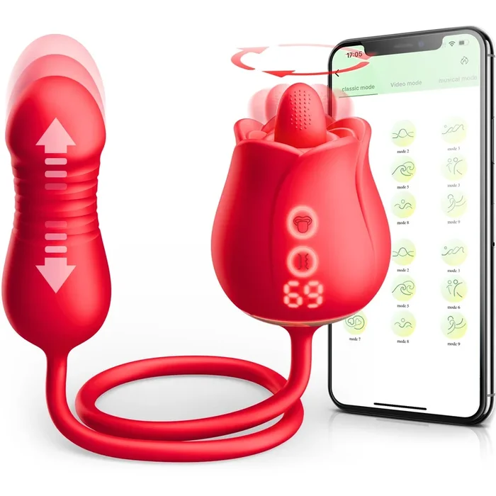 KERERO Rose Sex Toy with 9 Rotation & Vibration Patterns