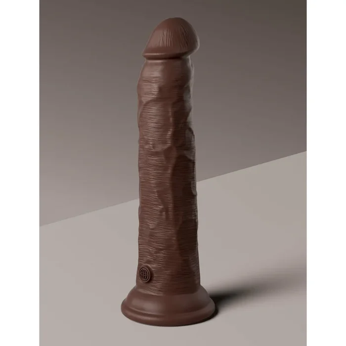King Cock Elite 9 Inch Vibrating Silicone Dual Density Cock With Remote – Brown