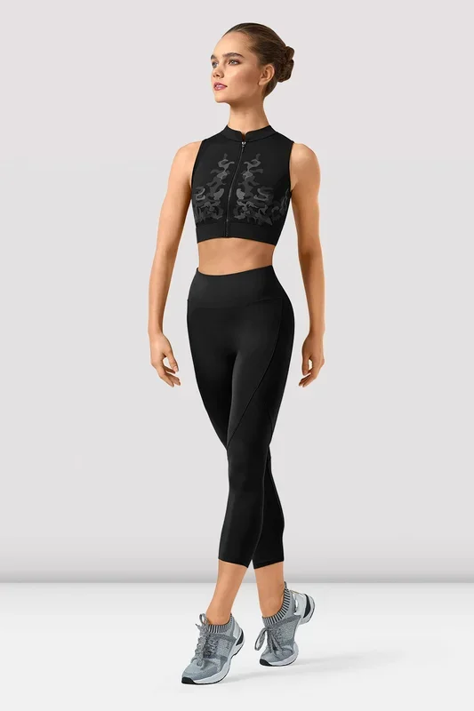 Ladies Rayna Mirage Print Zipper Crop Top