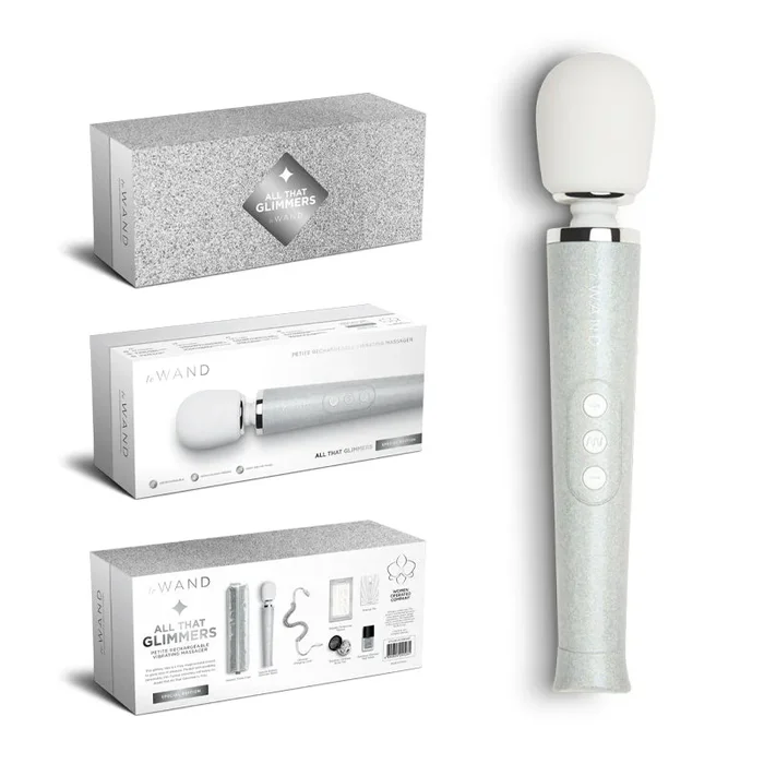 Le Wand All That Glimmers Petite Rechargeable Vibrating Massager Special Edition Set White
