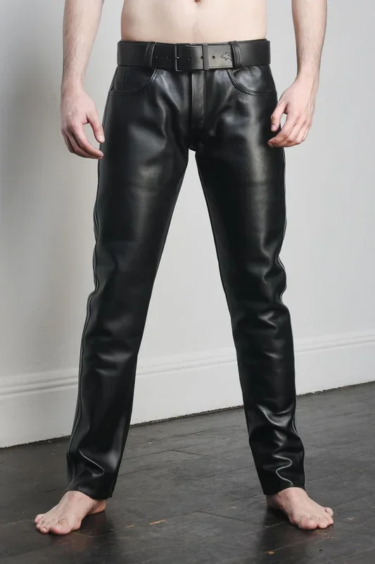 Lineback Leather Jeans, Slim Fit // Made to Order