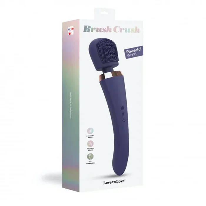 Love to Enjoy Brush Crush Rechargeable Textured Head Wand Vibrator – Intense Clitoral & Full-Body Stimulation