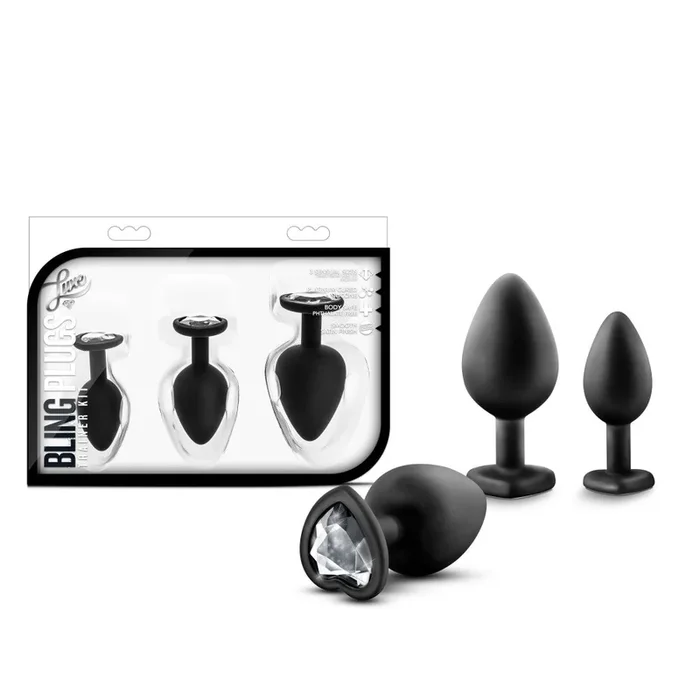 Luxe By Blush® | Bling s Training Kit Black With White Gems Anal Plug
