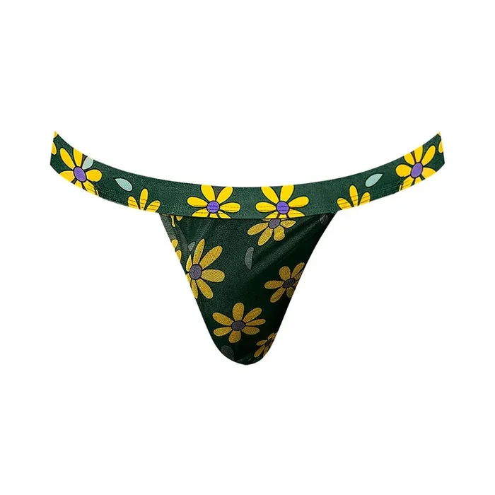 Male Power Petal Power See Through Mesh Jock with Sheer Penis Pouch Daisy Green