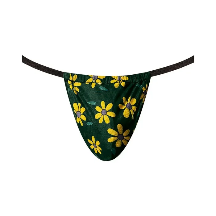 Male Power Petal Power Take In Through Mesh Posing Strap with Sheer Penis Pouch Daisy Green OS