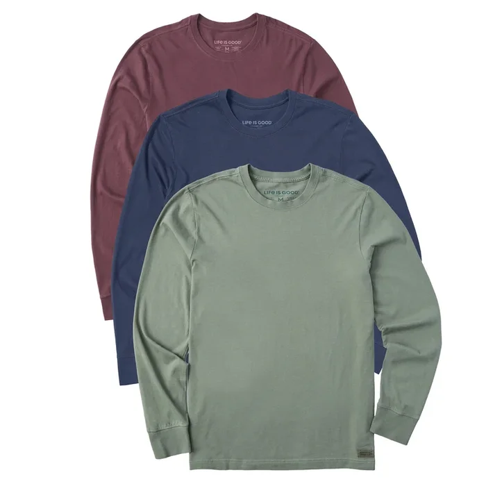 Men’s Solid 3-Pack Long Sleeve Crusher Tee Multi