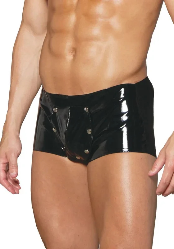 Mens Vinyl Shorts With Break Away Front-Black-Small