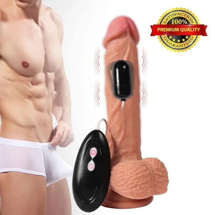 Mighty 10 Speeds Vibrating Dildo 8.43 Inch Naturalistic Penis