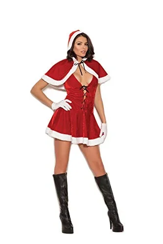 Mrs. Santa – 2 Pc. Costume Includes Velvet Halter Dress And Hooded Cape Large
