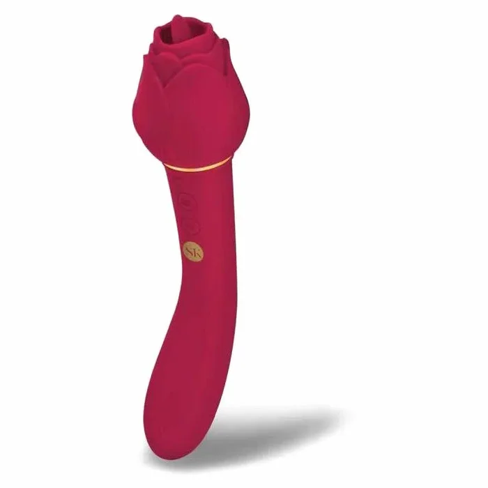 Mysterious Kisses Rosegasm Lingo Rechargeable Silicone Dual End Vibrator with Clitoral Stimulator
