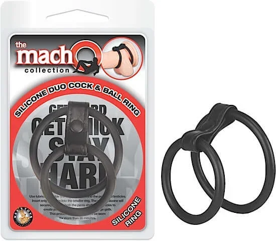 Nasstoys Macho Collection Silicone Duo Cock & Ball Ring – Black