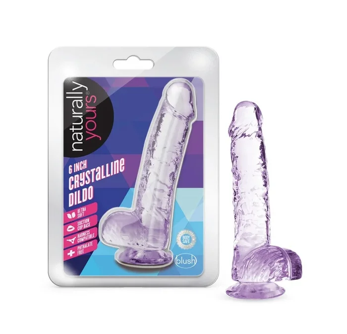Naturally Yours By Blush® | Realistic Amethyst 6-Inch Long Dildo With Balls & Suction Cup Base