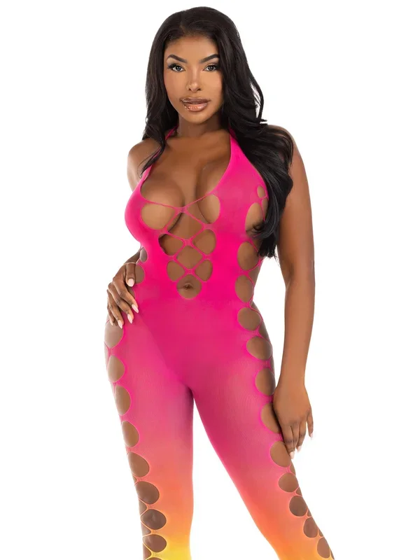 Ombre Footless Bodystocking – One Size – Sunset