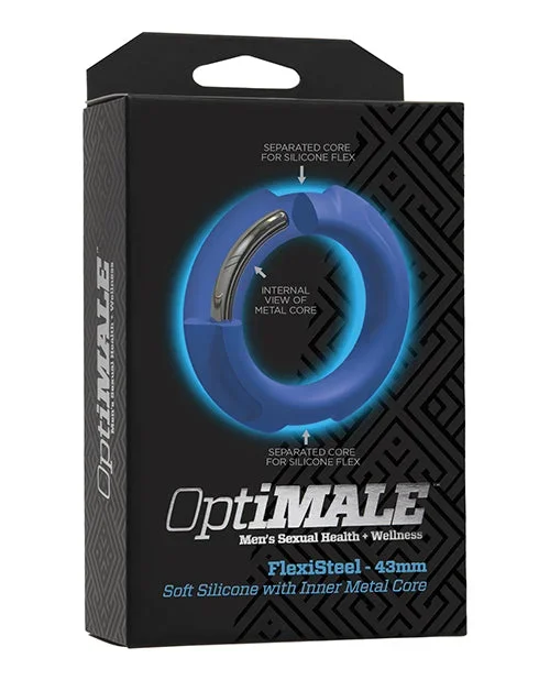 OptiMale FlexiSteel Cock Ring – 43 mm Blue