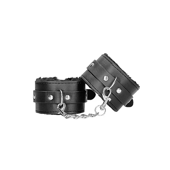 Ouch! B&W Plush Bonded Leather Hand Cuff