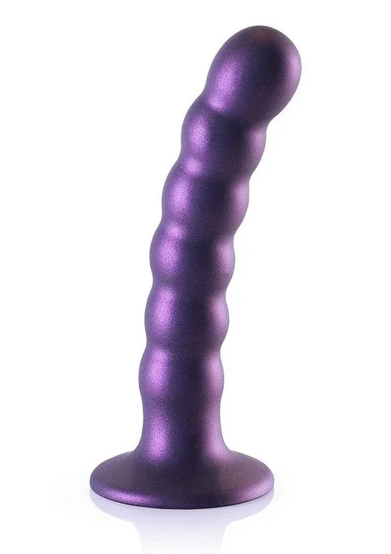 Ouch! Beaded G-Spot Silicone Dildo 5in – Metallic