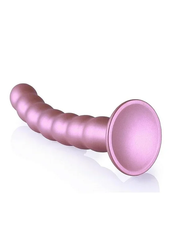Ouch! Beaded G-Spot Silicone Dildo 8in – Metallic
