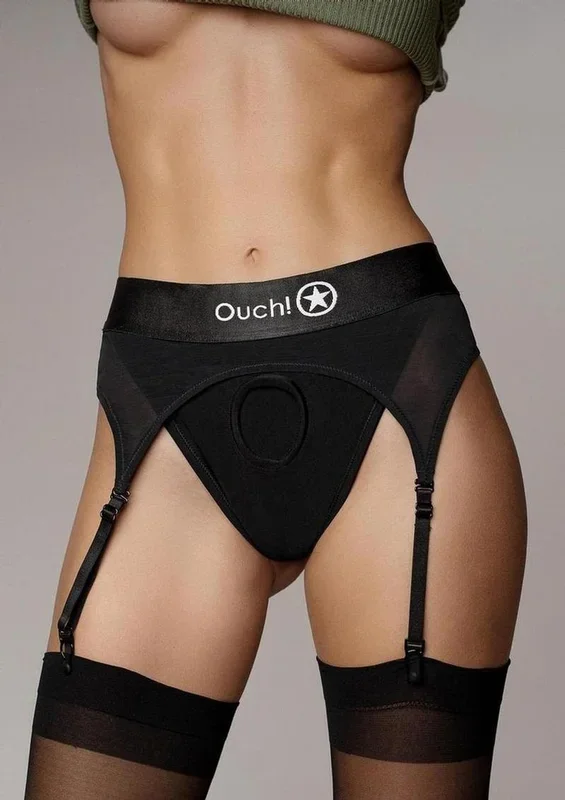 Ouch! Vacillate Strap-On Thong with Adjustable Garters Rechargeable
