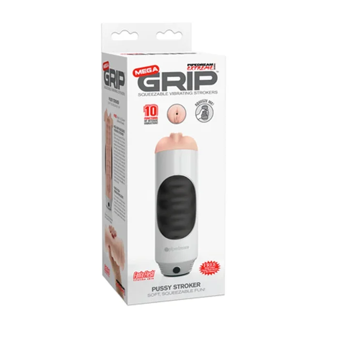 PDX Mega Grip Pussy Stroker Squeezable Vibrating Masturbator Beige/Edward Douglas White Jr.