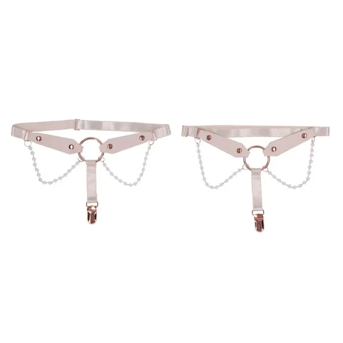 Peaches ‘N Creame Pearl Garters – Peach