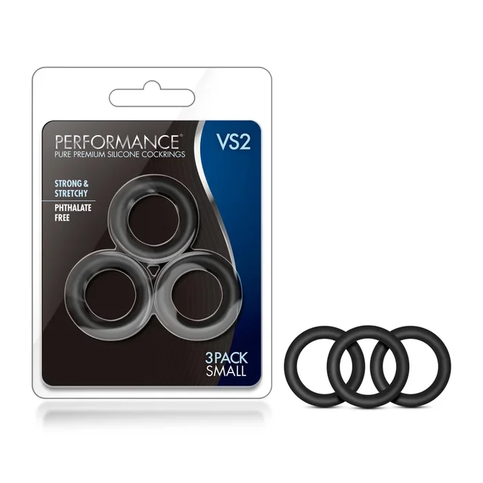 Performance – Vs2 Pure Premium Silicone Cockrings – Small-Scale – Blackamoor