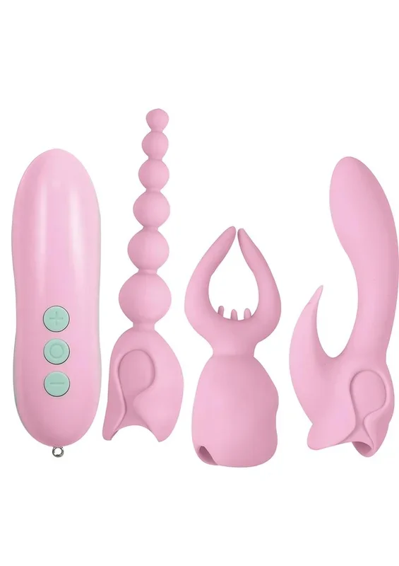 Pink Elite Collection Rechargeable Silicone Vibrator Ultimate Orgasm Kit