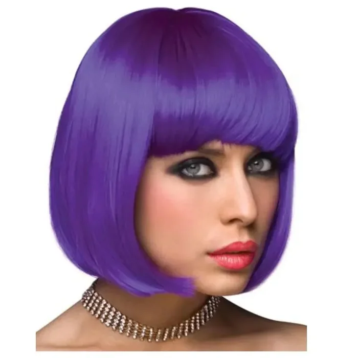 Pleasure Wigs Cici Short Hair Bob Look Banged Wig Purple