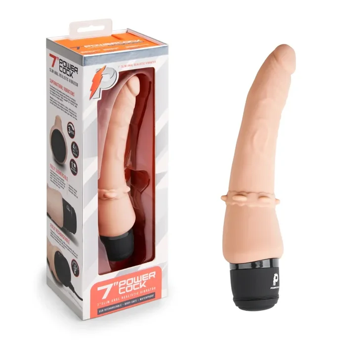 Powercocks 7 ” Slim Anal Realistic Vibrator Nude
