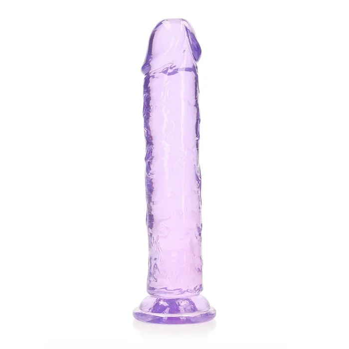 RealRock Crystal Clear Straight 10 inch. Dildo Without Balls Purple