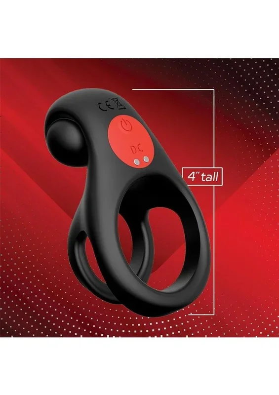 Red Dot Silicone Rechargeable Vibrating Cock Ring with Controller V2