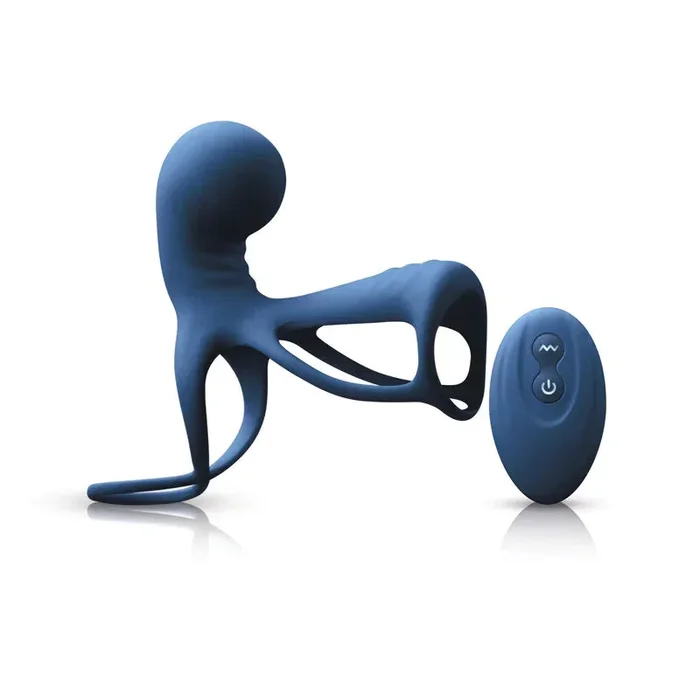 Renegade Gladiator Vibrating Penis & Ball Harness Blue