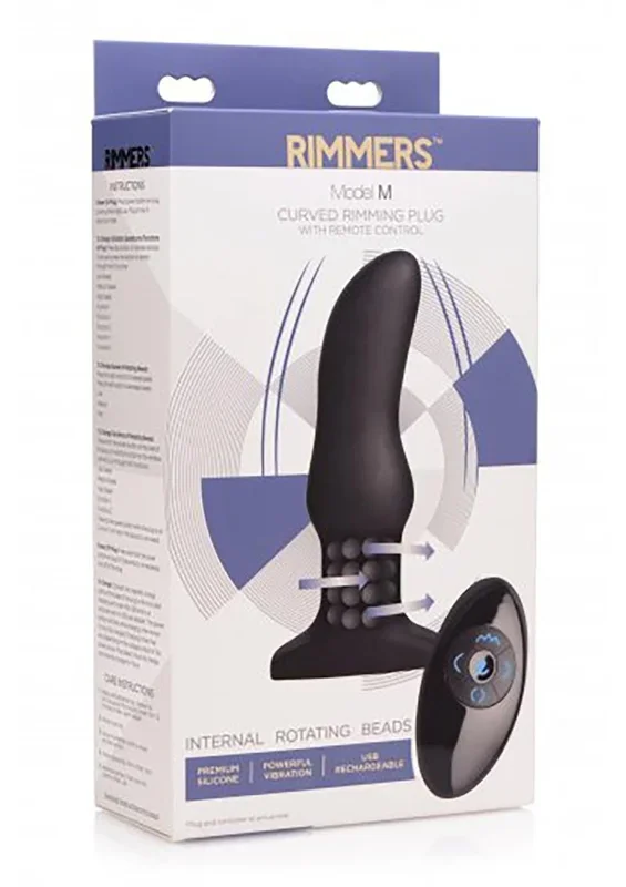 Rimmers Model M Rechargeable Silicone Curved Rimming Plug with Remote Control