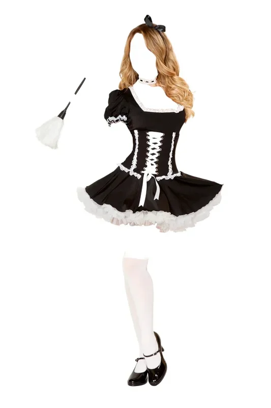 Roma Costume 3 PC Mischievous Maid Costume Black/White