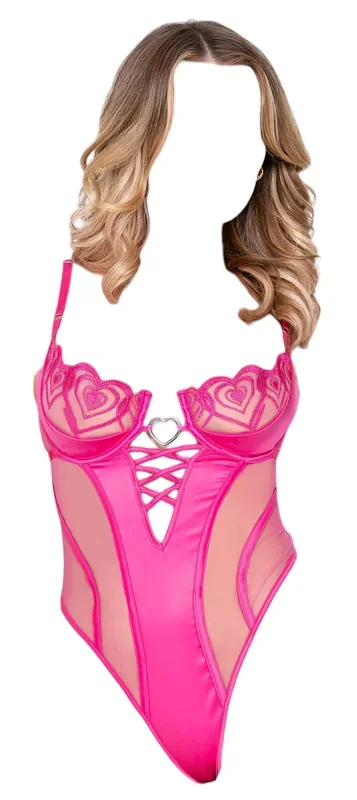 Roma Costume Bubblegum Heart Underwire Cup Teddy Pink