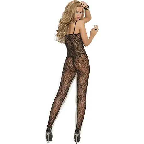Rose Lace Bodystocking – O/S – Black