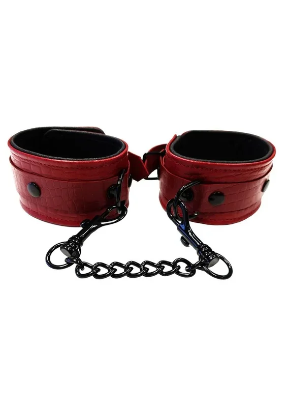 Rouge Anaconda Leather Adjustable Ankle Cuffs