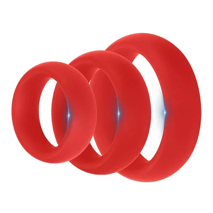 ruff GEAR Pure Silicone Donut Cock Ring Set Red