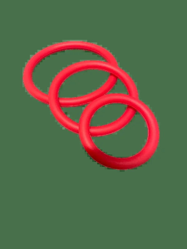 ruff GEAR Silicone Cock Ring 3 Pack Red