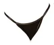 Seven Til Midnight Holiday Stretch Satin Thong w/Rhinestone Chain Stake Black