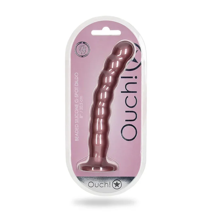 Shots Ouch! Beaded Silicone 8 inward. G-Spot Dildo Rose Gold