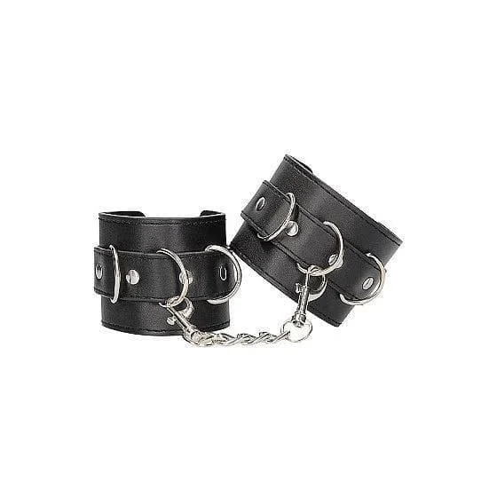Shots Ouch! Black & White Adjustable Bonded Leather Wrist or Ankle Cuffs Black