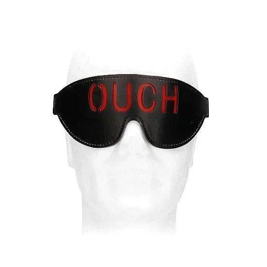 Shots Ouch! Black & White Bonded Leather ‘Ouch’ Eye Mask Blindfold Black