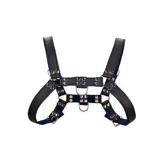 Shots Ouch! Bonded Leather Chest Bulldog Harness Blue