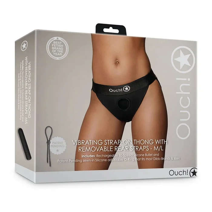 Shots Ouch! Vacillate Strap-on Thong with Removable Rear Straps Black M/L