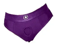 Shots Ouch! Vibrating Strap-on Thong with Removable Rear Straps Purple