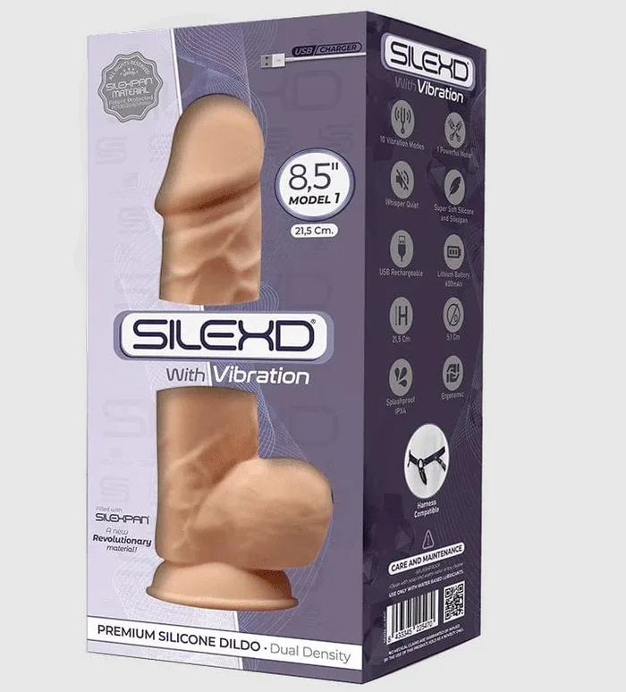 Silexd 8.5 Model 1 With Vibration – Flesh , Thermo Reactive Premium Silicone Memory Dildo