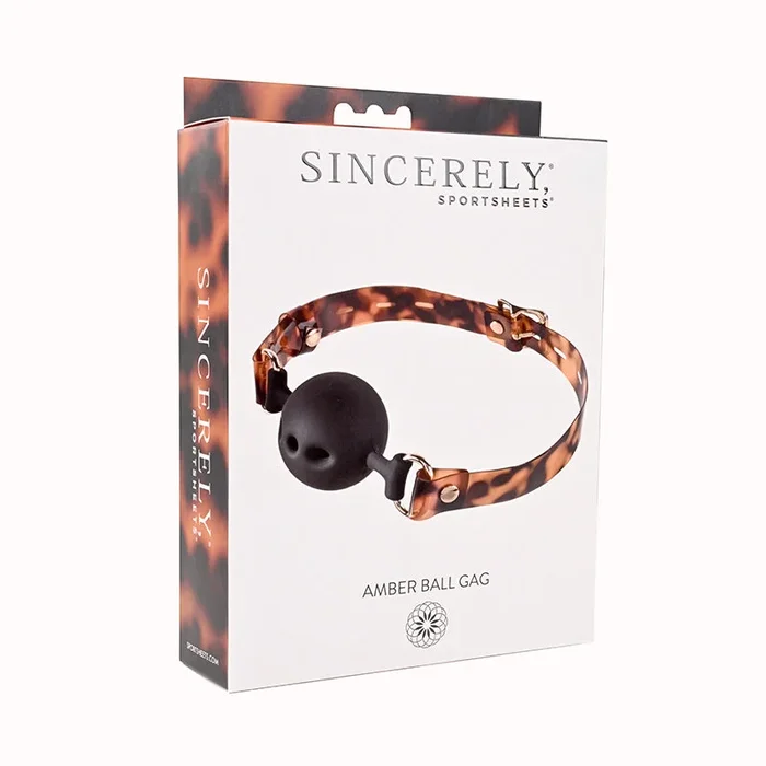 Sincerely Yours, Sportsheets Amber Adjustable Silicone Breathable Ball Gag Tortoiseshell